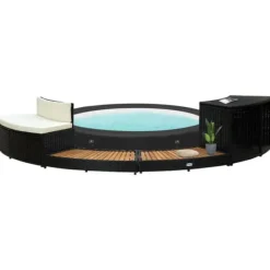 Kant til spa polyrattan og massivt akacietræ sort og natur - Spakant - Spakanter - Home & Living