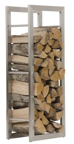 Keri Handcrafted Stainless Steel Firewood Rack Indoor, 25x60x100 cm