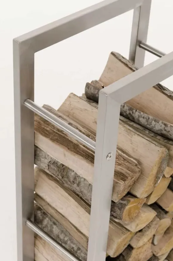Keri Handcrafted Stainless Steel Firewood Rack Indoor, 25x60x100 cm