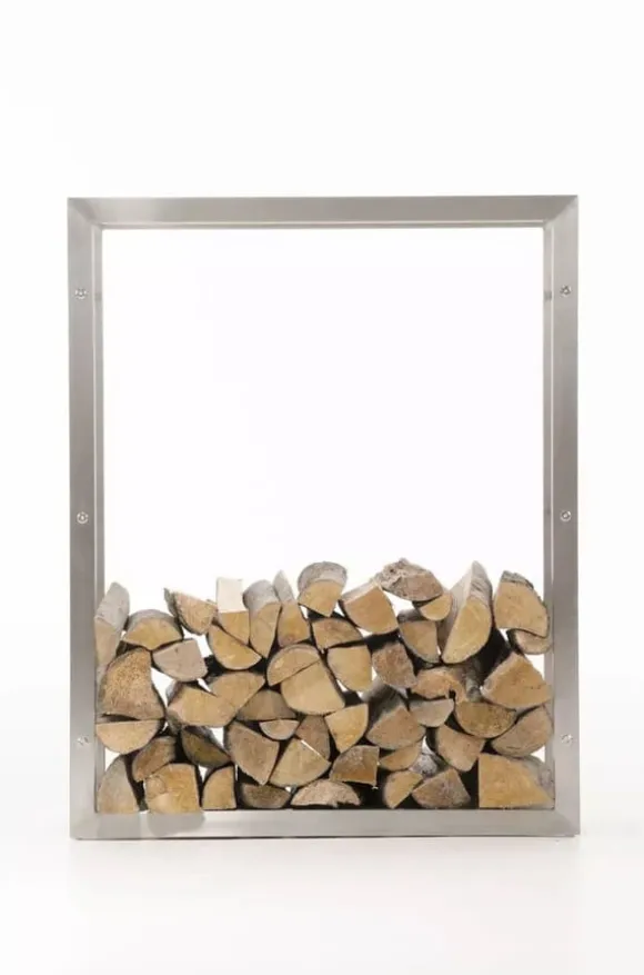 Keri Stainless Steel Firewood Rack - Handcrafted, Durable, Modern Design (25x80x100 cm)