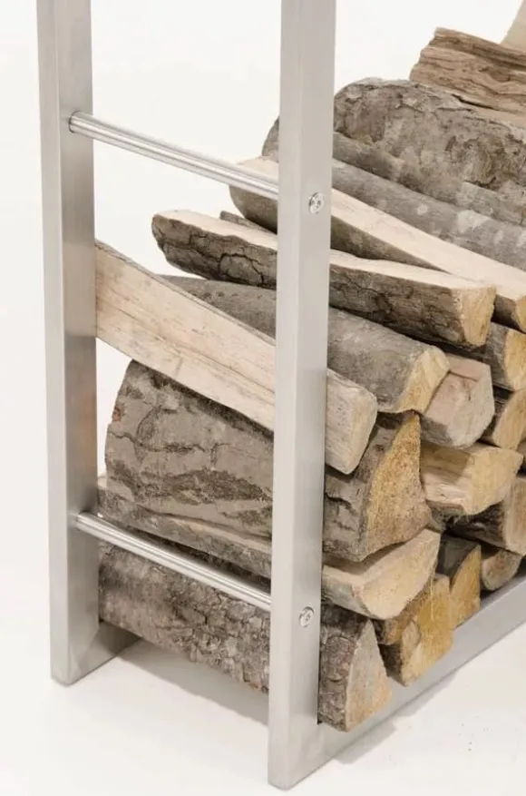 Keri Stainless Steel Firewood Rack - Handcrafted, Durable, Modern Design (25x80x100 cm)