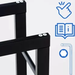 Keri V2 Firewood Rack - Black Metal, 25x100x100 cm - Stable Indoor Wood Storage with Crossbars