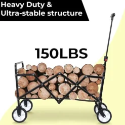 Klapbar trækvogn - Have- og strandvogn - 60 kg Maks belastning - 360° Drejbare hjul - Justerbart håndtag - 73×47×24 cm - Hvid