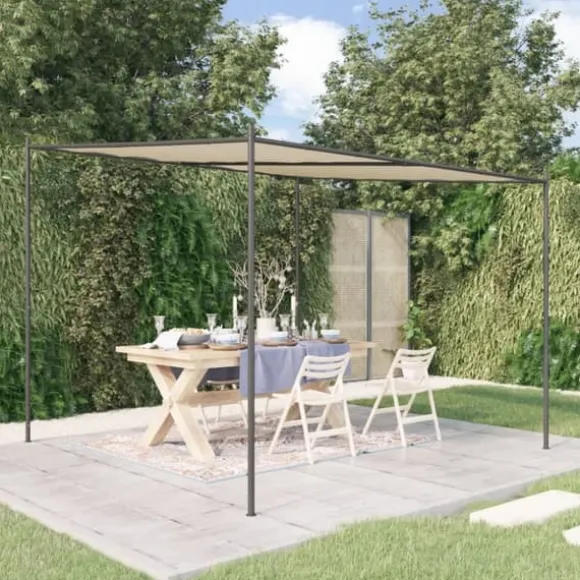 Klassisk pavillon 3x3 m - Vandafvisende polyester med stålstel | Farve: Beige | Størrelse: 3x3 m