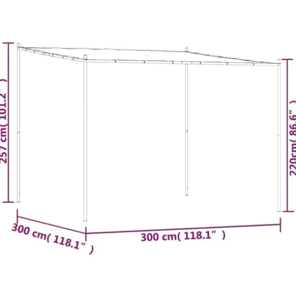 Klassisk pavillon 3x3 m - Vandafvisende polyester med stålstel | Farve: Beige | Størrelse: 3x3 m