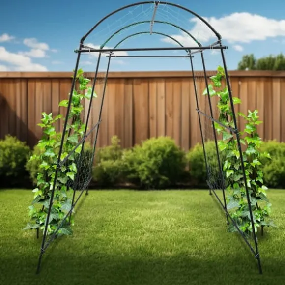 Klatreplante espalier - Havetunnel med net - 1,15×1,83×2,3 m - Justerbar bredde 1,1–1,8 m - Rør Ø19,2 mm - Q195-stål + PP - Sort