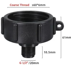 Koblingsadapter til IBC-tank S60x6mm til 1/2'' gevind 2-pak