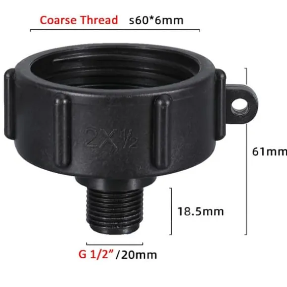 Koblingsadapter til IBC-tank S60x6mm til 1/2'' gevind 2-pak