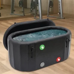 Koldtvandskar / Isbad - Oppustelig balje - 370 L - 150 x 80 cm - Med isoleret låg - Bærbar - Grå