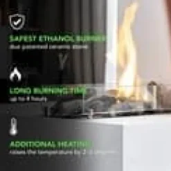 Komfur bioethanol komfur - Fritstående model pejs af metal og glas - Opvarmning 2,5 KW