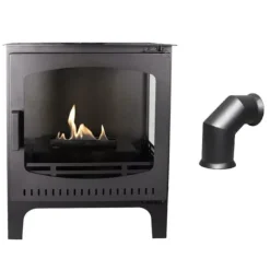 Komfur bioethanol komfur - Fritstående model pejs af metal og glas - Opvarmning 2,5 KW