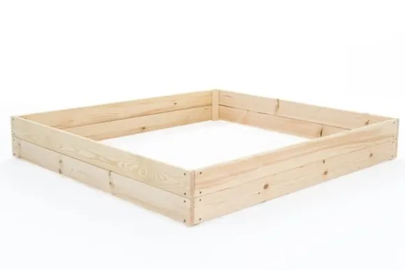Kompakt 120x120x18 cm fyrretræs højbed med bunddug til bybalkoner
