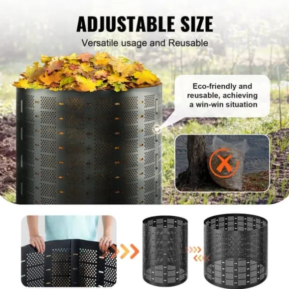 Kompostbeholder 220 gallon, udendørs, udvidelig, nem at opstille, rummelig med hurtig produktion af frugtbar jord.