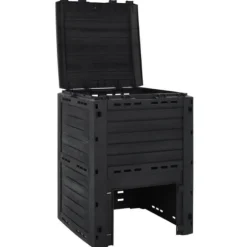 Kompostbeholder 280 l i polypropylen med trælook | Farve: Sort