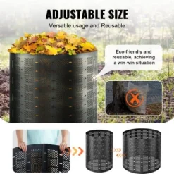 Kompostbeholder, 832,8 L, 335x90 cm, Sort, HDPE