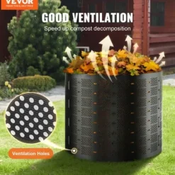 Kompostbeholder, 832,8 L, 335x90 cm, Sort, HDPE