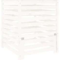 Kompostbeholder i massivt fyrretræ - Ideel til haveaffald | Størrelse: 82,5x82,5x99,5 cm | Farve: Hvid