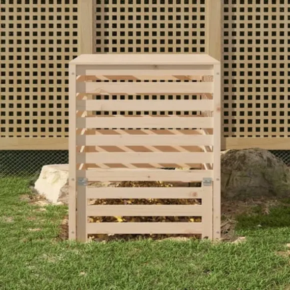 Kompostbeholder i massivt fyrretræ - Robust design | Størrelse: 82,5x82,5x99,5 cm