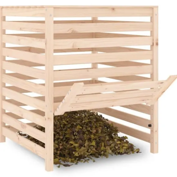 Kompostbeholder i massivt fyrretræ - Robust design | Størrelse: 82,5x82,5x99,5 cm