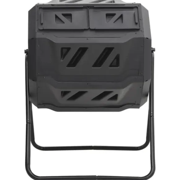 Kompostbeholder til haven 160L - 360° roterende design | Farve: Sort | Størrelse: 73x64x95 cm