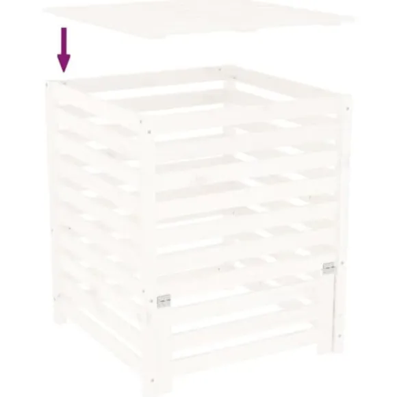 Kompostbeholder 82,5x82,5x99,5 cm massivt fyrretræ hvid - Kompostbeholder - Kompostbeholdere - Home & Living