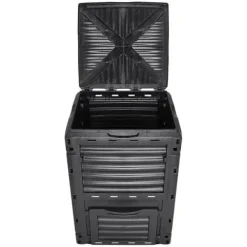 Kompostbeholder, 60,7x60,5x82,5 cm, Sort, Udendørs opbevaring