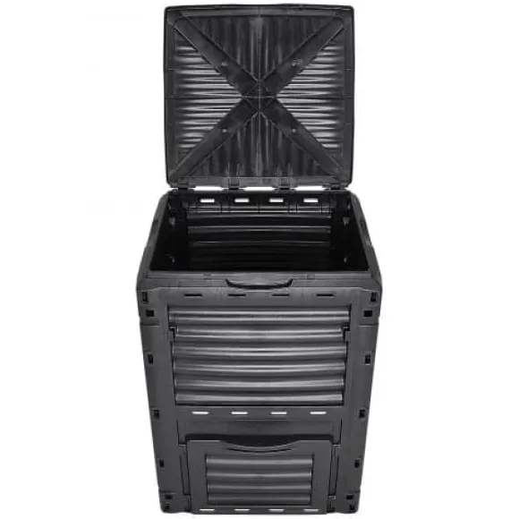 Kompostbeholder, 60,7x60,5x82,5 cm, Sort, Udendørs opbevaring