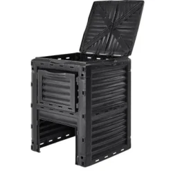 Kompostbeholder, 60,7x60,5x82,5 cm, Sort, Udendørs opbevaring