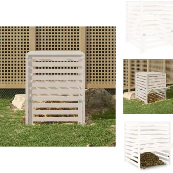 Kompostbeholdere - Living kompostbeholder 82,5x82,5x99,5 cm massivt fyrretræ hvid