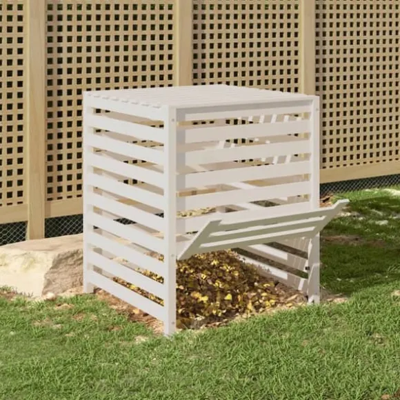 Kompostbeholdere - Living kompostbeholder 82,5x82,5x99,5 cm massivt fyrretræ hvid