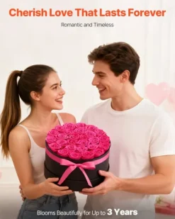 Konserverede roser - Gaveæske - 27 Stk - Evighedsroser - Langtidsholdbare - Gave til hende - Jubilæum, valentinsdag, fødselsdag - Rosenrød