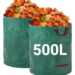 Kraftige haveaffaldsposer - 500L x 2-pak Genanvendelige haveaffaldsposer med håndtag