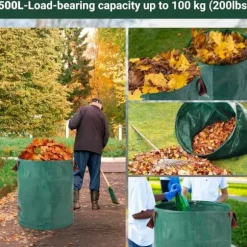 Kraftige haveaffaldsposer - 500L x 2-pak Genanvendelige haveaffaldsposer med håndtag