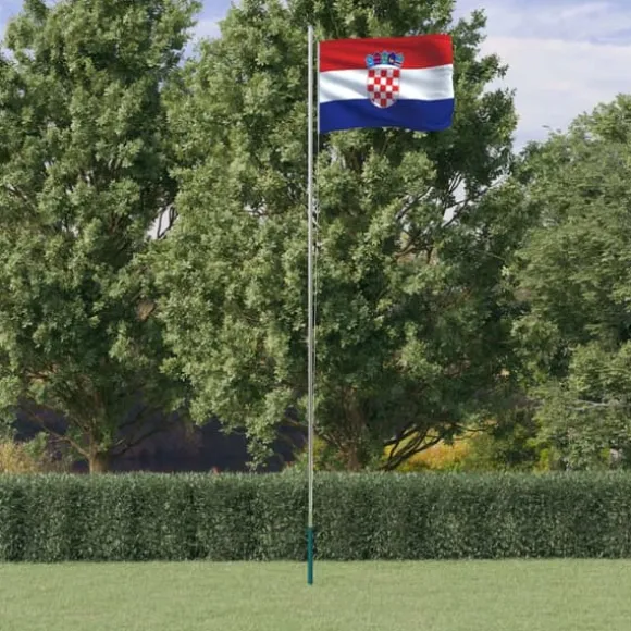Kroatien flag og flagstang 6,23 m aluminium - Kroatien Flag - Kroatien-flag - Home & Living