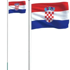 Kroatien flag og flagstang 6,23 m aluminium - Kroatien Flag - Kroatien-flag - Home & Living