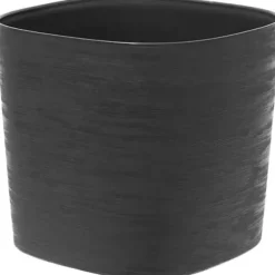 Kruka med vattenreserv - GARDEN ID Respect - Black-Anth 20 x 20 cm - 100% hushållsavfall - 100% återvinningsbart - Strukturerad yta.
