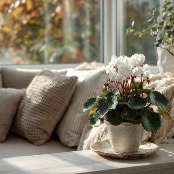 Krukkeviol - Sæt med 3 - Cyclamen persicum 'Metis White' - Højde 10-20cm - ⌀9cm