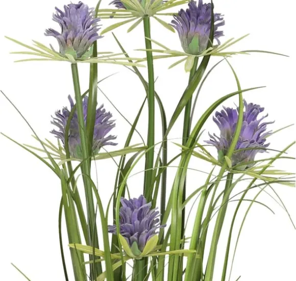 Kunstig blomst I HAVE H70cm, lilla krysantemum, græs med potte
