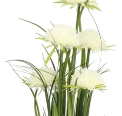 Kunstig blomst I HAVE H70cm, hvid krysantemum, græs med potte