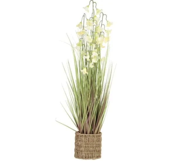 Kunstig blomst I HAVE H87cm, hvid campanula, græs med potte