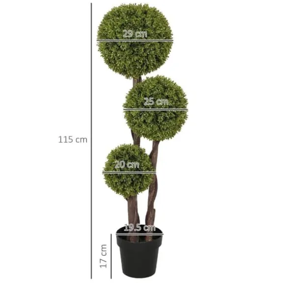 Kunstig buksbom 115 cm med potte, dekorativ plante til hjem, kontor & have