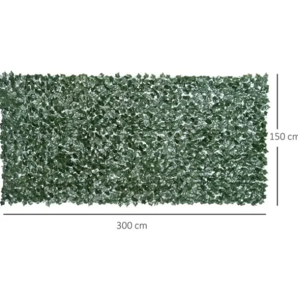 Kunstig hæk 300x150 cm, mørkegrøn, afskærmning til have & balkon