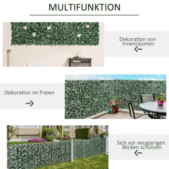 Kunstig hæk 300x150 cm, mørkegrøn, afskærmning til have & balkon