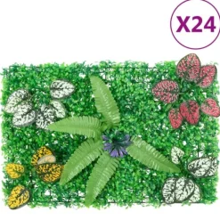 Kunstige hække - 24 stk. 40x60 cm | Farve: Grøn