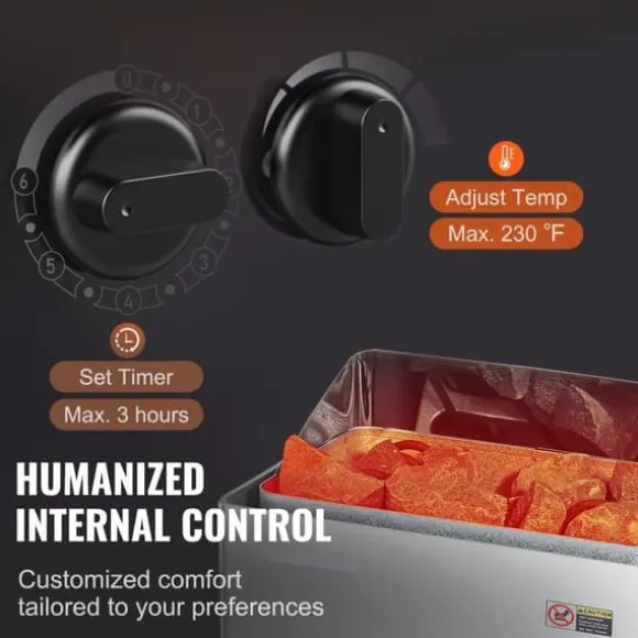 8KW Elektrisk Saunavarmer, Indbygget Kontrol, Rustfrit Stål, til 8-12 m³ HomeSpa, Effektiv Opvarmning, Energibesparende