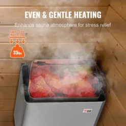 8KW Elektrisk Saunavarmer, Indbygget Kontrol, Rustfrit Stål, til 8-12 m³ HomeSpa, Effektiv Opvarmning, Energibesparende