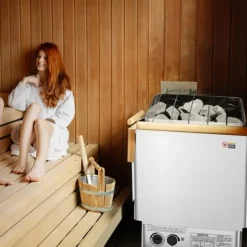 8KW Elektrisk Saunavarmer, Indbygget Kontrol, Rustfrit Stål, til 8-12 m³ HomeSpa, Effektiv Opvarmning, Energibesparende
