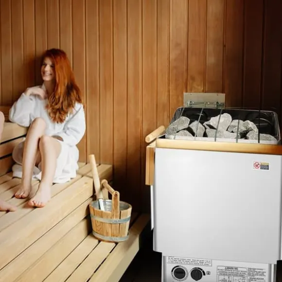 8KW Elektrisk Saunavarmer, Indbygget Kontrol, Rustfrit Stål, til 8-12 m³ HomeSpa, Effektiv Opvarmning, Energibesparende