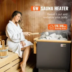6KW Elektrisk Saunavarmer, Digital Controller, Ideel til 5-9 m³ Home Spa, effektiv opvarmning, energieffektivisering