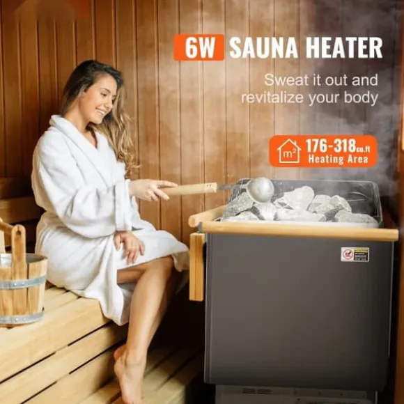 6KW Elektrisk Saunavarmer, Digital Controller, Ideel til 5-9 m³ Home Spa, effektiv opvarmning, energieffektivisering